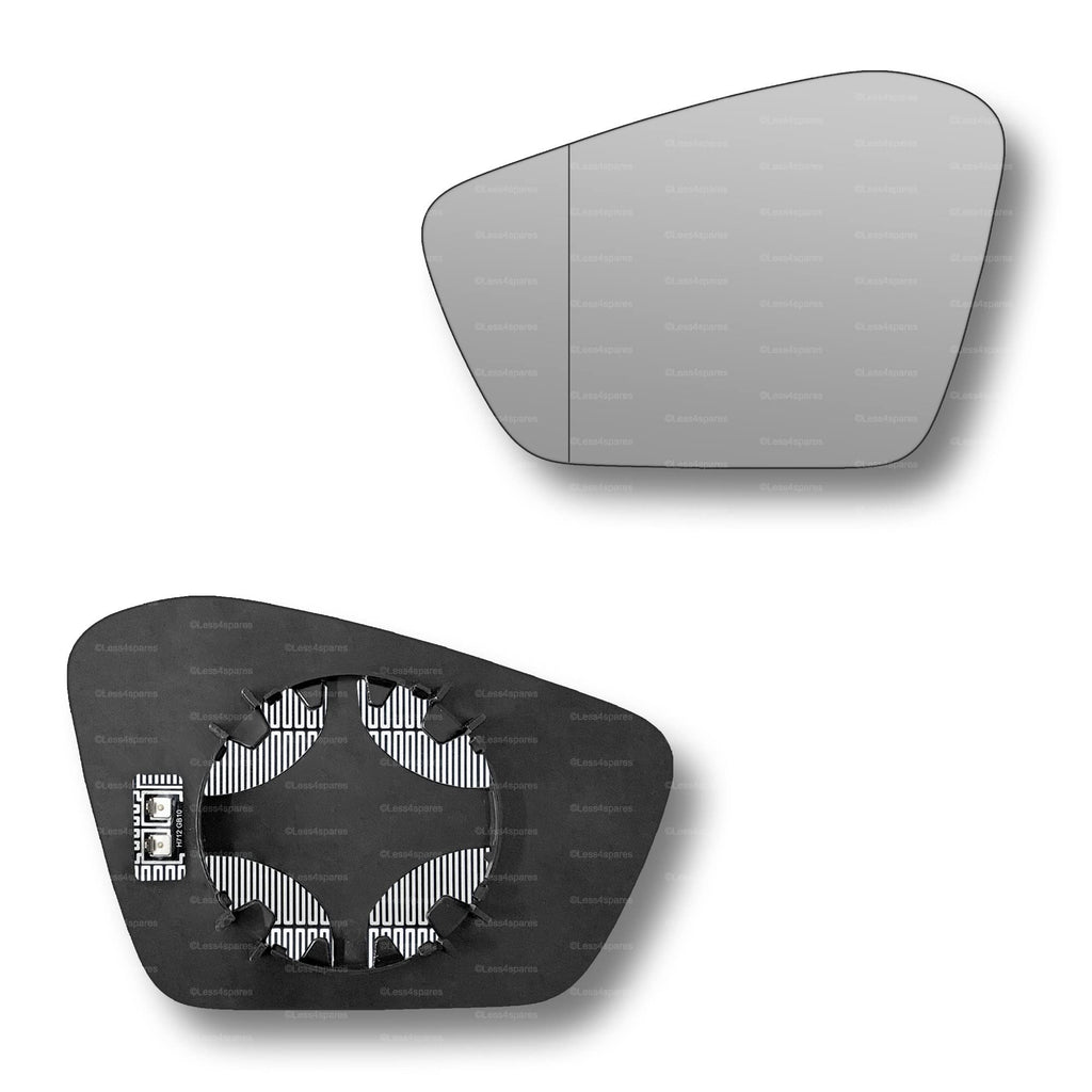 Replacement Wing Mirror Glass Left for Skoda Superb 2015-2022 Clip-On Passenger Near Side N/S Heated with Blind Spot