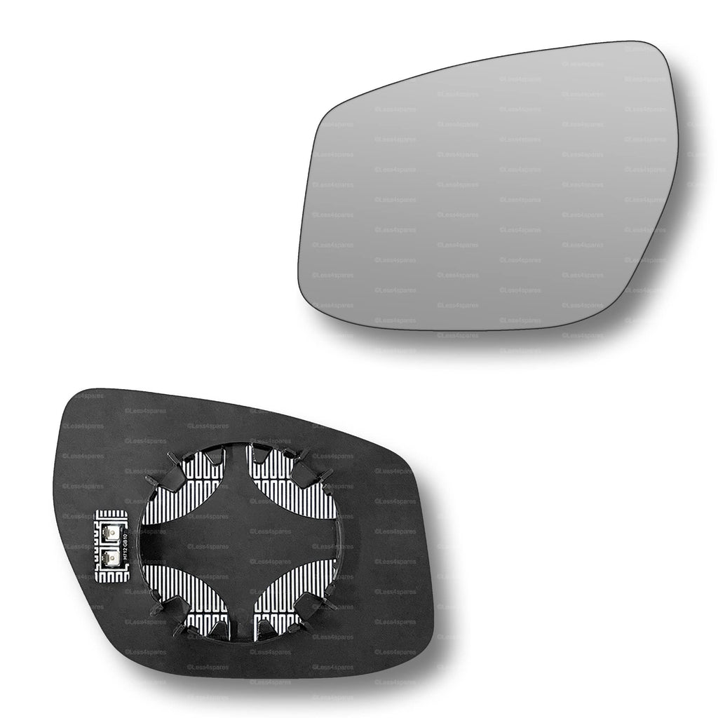 Replacement Wing Mirror Glass Left for Nissan Pulsar 2014-2019 Clip-On Passenger Near Side N/S Heated Convex