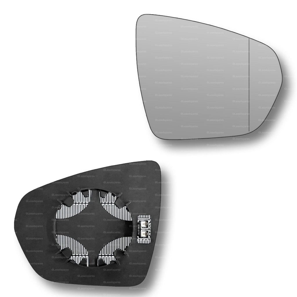 Replacement Wing Mirror Glass Right for Vauxhall Grandland X 2017-2021 Clip-On Driver Off side Heated with Blind Spot