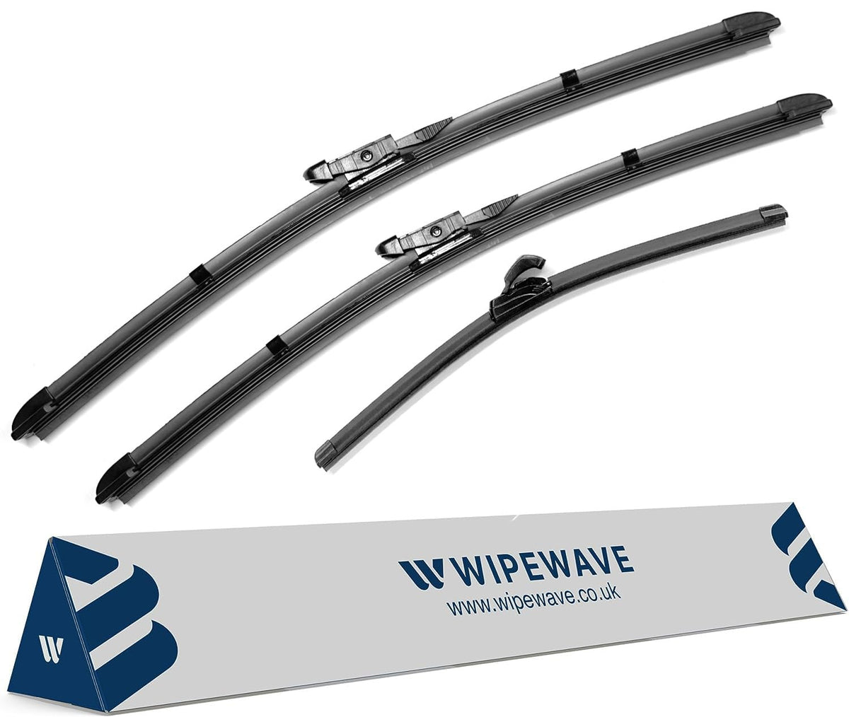 WipeWave Windscreen Wiper Blades for Nissan Qashqai 2007-2013 SUV, 24" 16" 12" Front and rear Pinch tap, Rear Special