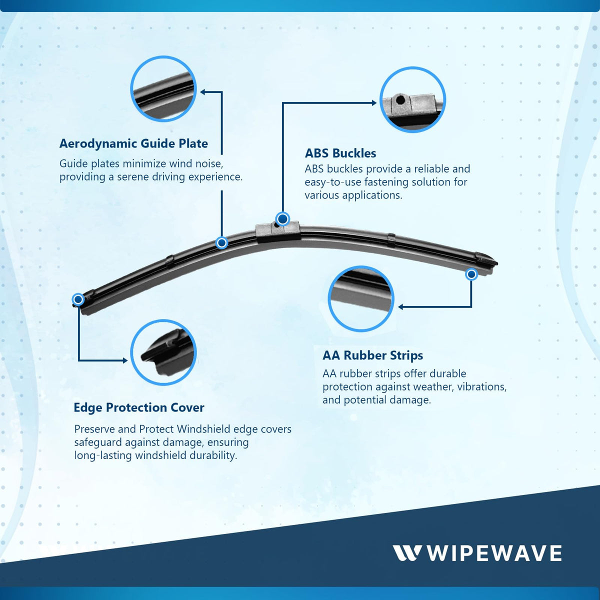 WipeWave Windscreen Wiper Blades for Alfa Romeo Brera 2006-2011 Hatchback, 22" 18" Front Side pin - image 2