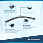 WipeWave Windscreen Wiper Blades for Alfa Romeo GT 2005-2010 Coupe, 22" 18" Front Side pin - image 2