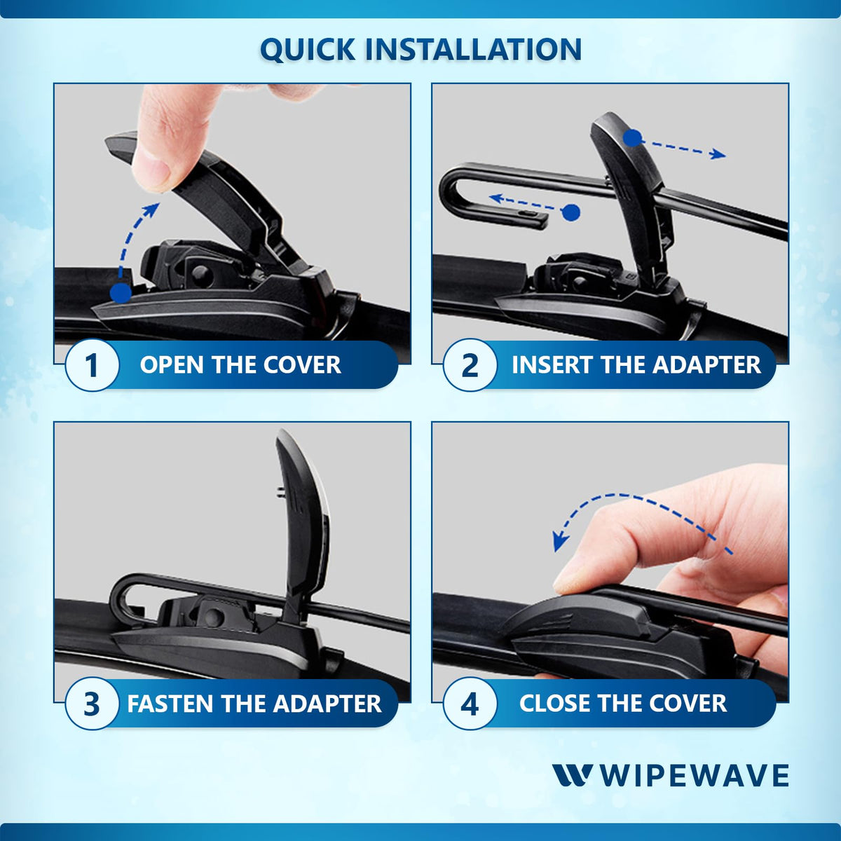 WipeWave Windscreen Wiper Blades for Mazda Demio 1998-2003 Hatchback, 20" 16" 16" Front & Rear U-Hook - image 6