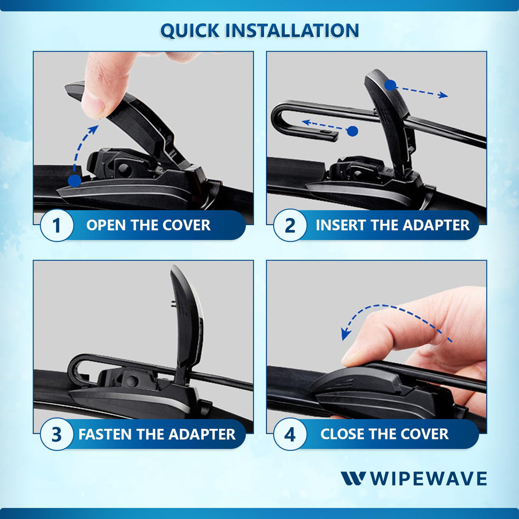WipeWave Windscreen Wiper Blades for Honda Prelude 1992-1996 Coupe, 21" 19" Front U-Hook - image 6