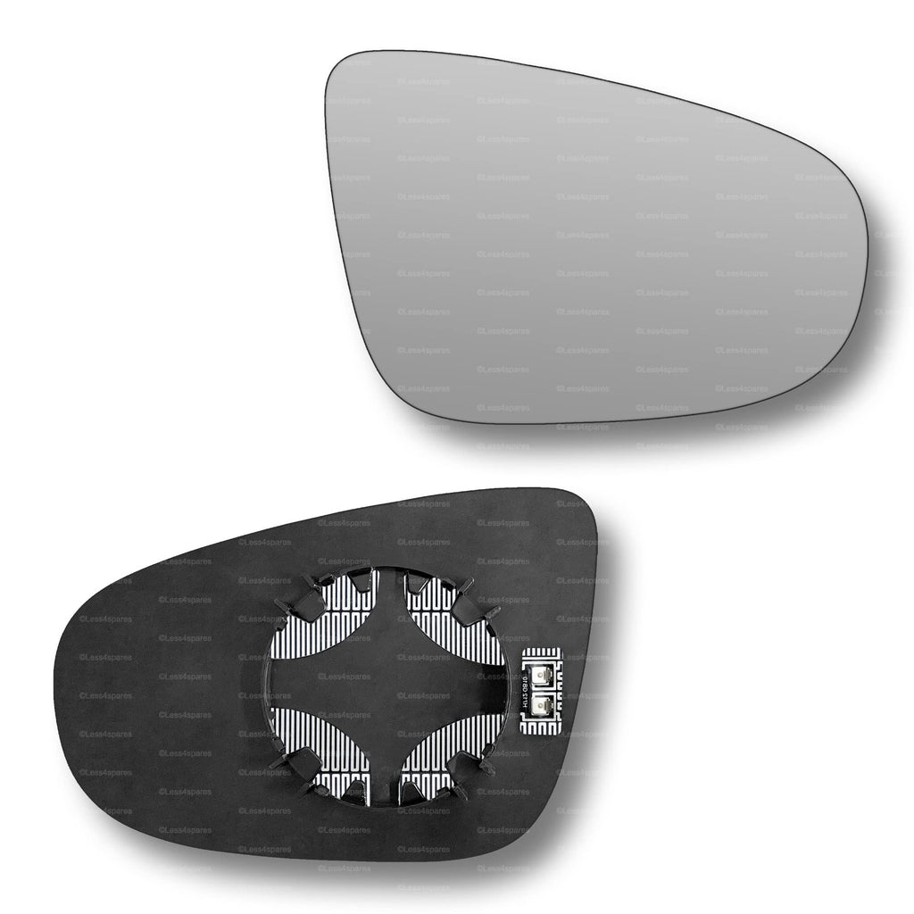 Replacement Wing Mirror Glass Right for VW Golf 2009-2012 Clip-On Driver Off side Heated Convex