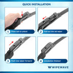 WipeWave Windscreen Wiper Blades for Audi A3 2012-2020 Hatchback, 26" 18" Front Slim Top - image 6