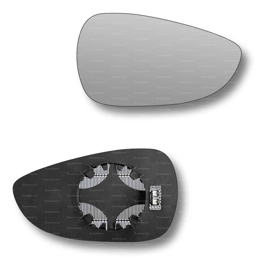 Replacement Wing Mirror Glass Right for Ford Fiesta 2008-2017 Clip-On Driver Off side Heated Convex
