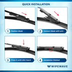 WipeWave Windscreen Wiper Blades for Mercedes R-Class 2006-2013 MPV, 28" 22" 12" Front and rear Pinch Tap, Rear Special - image 2