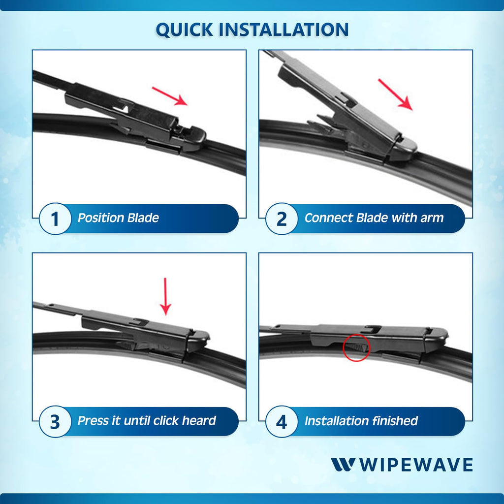 WipeWave Windscreen Wiper Blades for Volvo S80 2004-2006 Saloon, 24" 22" Front Pinch tap - image 2