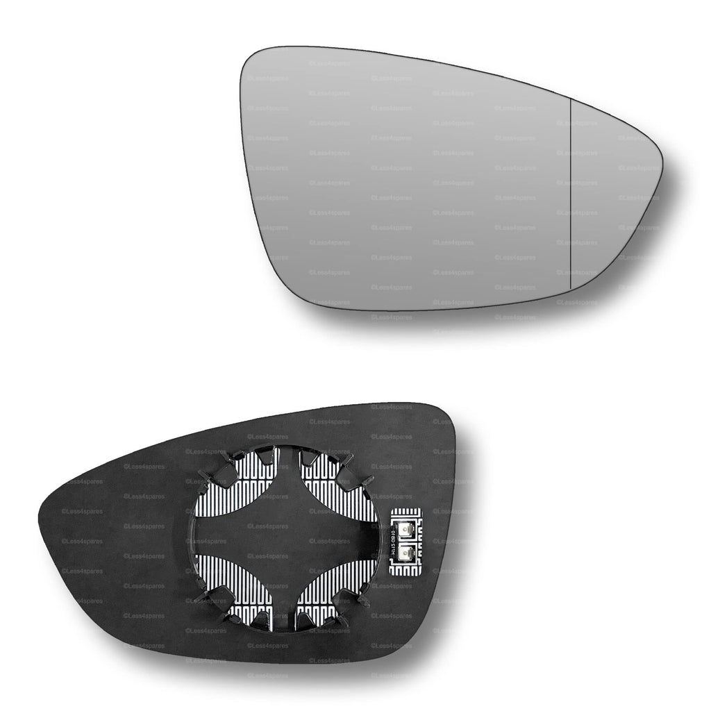 Replacement Wing Mirror Glass Right for VW Scirocco 2008-2017 Clip-On Driver Off side Heated with Blind Spot