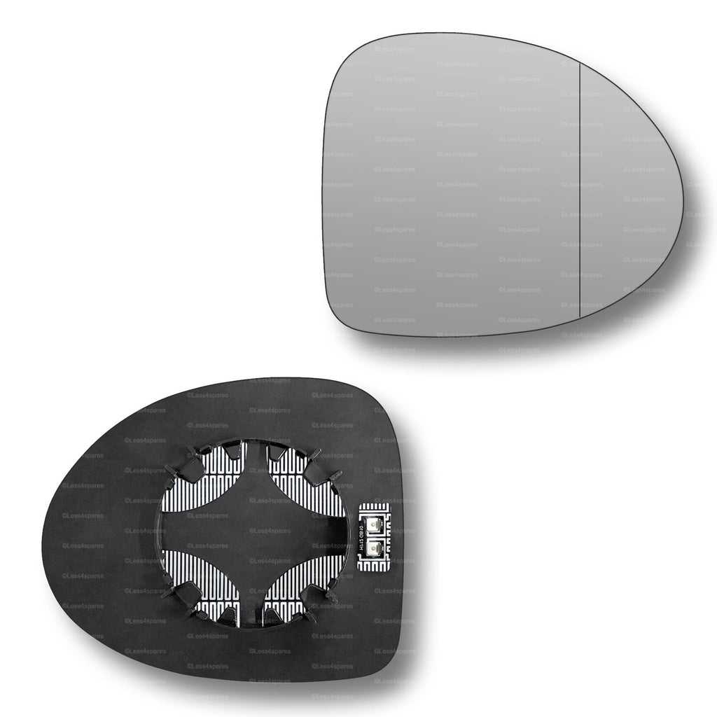 Replacement Wing Mirror Glass Right for Renault Twingo 2007-2010 Clip-On Driver Off side Heated with Blind Spot