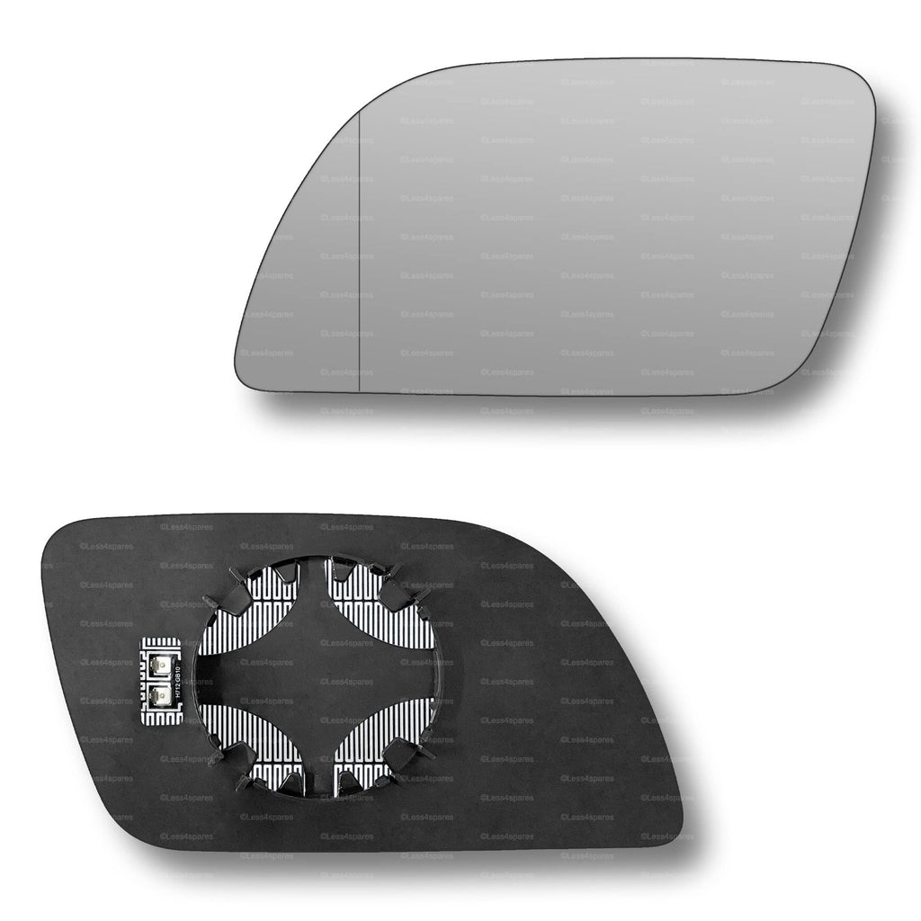Replacement Wing Mirror Glass Left for VW Polo 2002-2005 Clip-On Passenger Near Side N/S Heated with Blind Spot