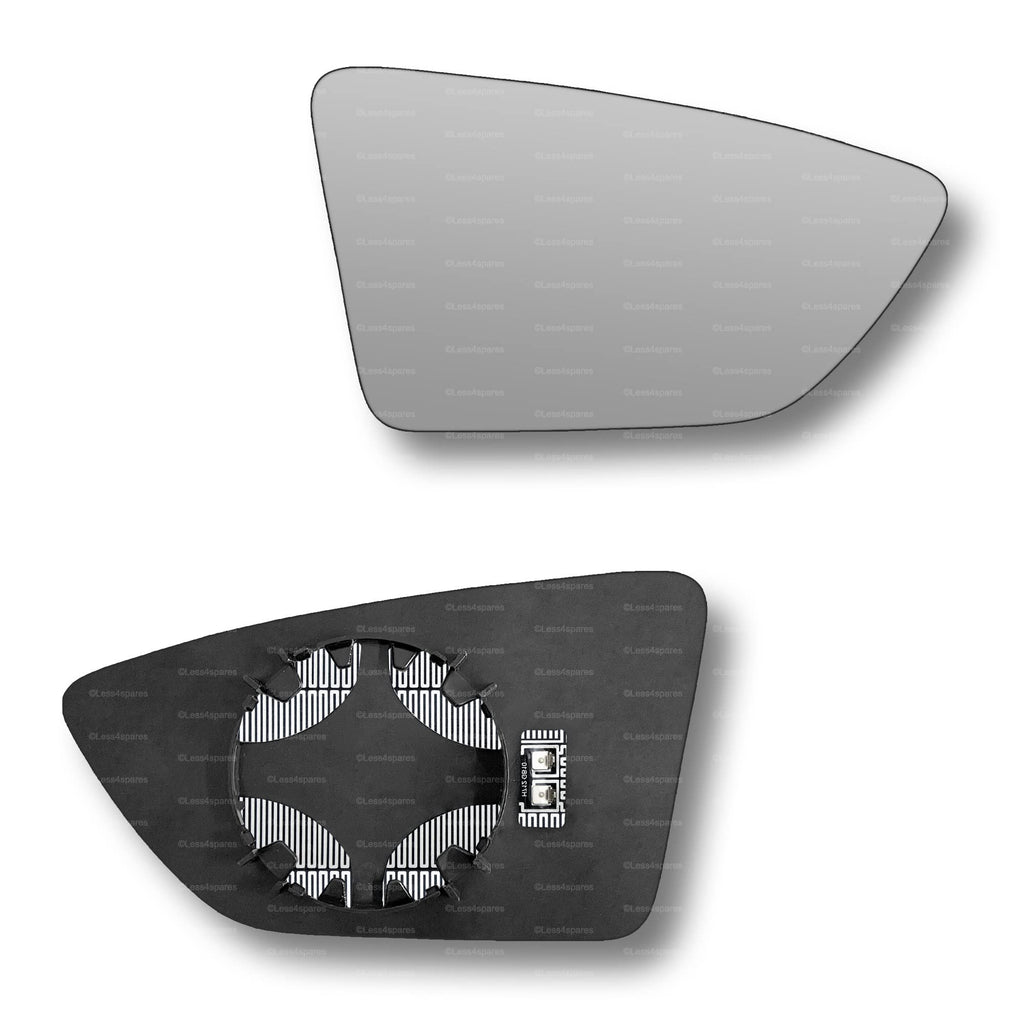 Replacement Wing Mirror Glass Right for Seat Leon 2012-2020 Clip-On Driver Off side Heated Convex
